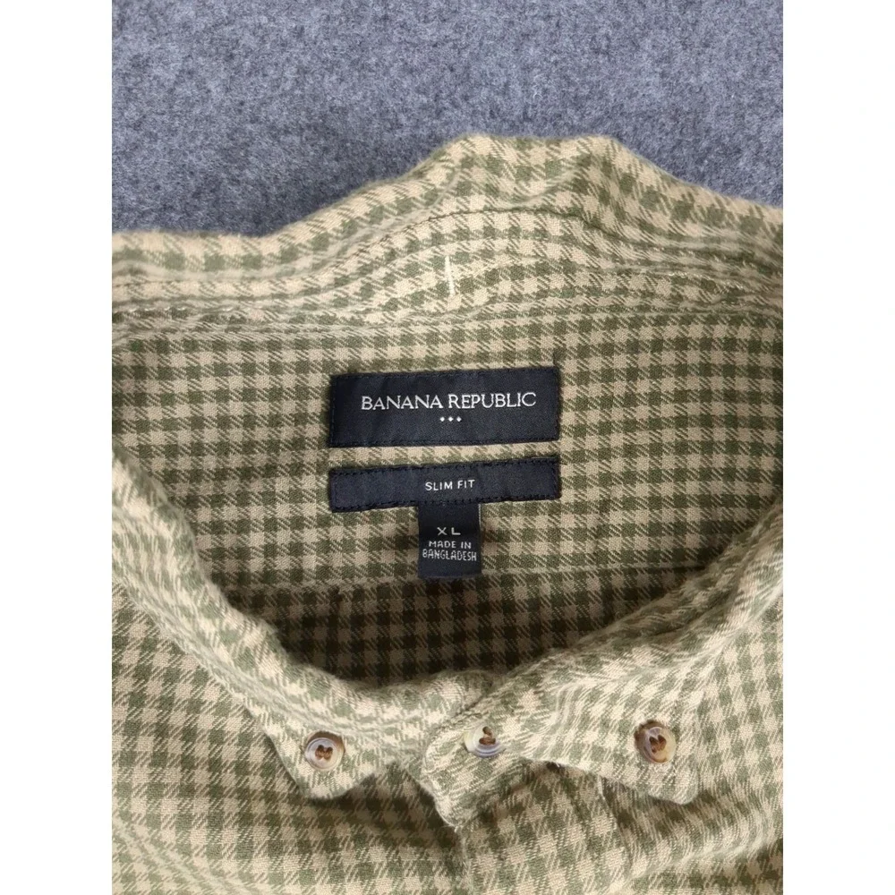 Banana Republic Mens Slim Fit Yellow Plaid Button-Down Shirt XL 100% Cotton Long
